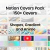 Anime, gradient and shapes notion cover packs mockup